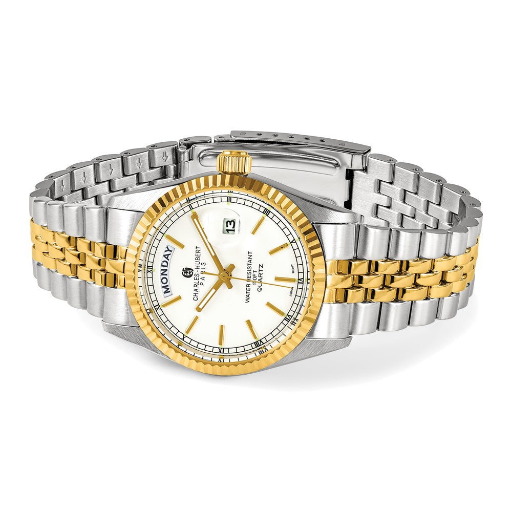 Mens Charles Hubert Two-tone Stainless Steel Silver-White Dial Watch