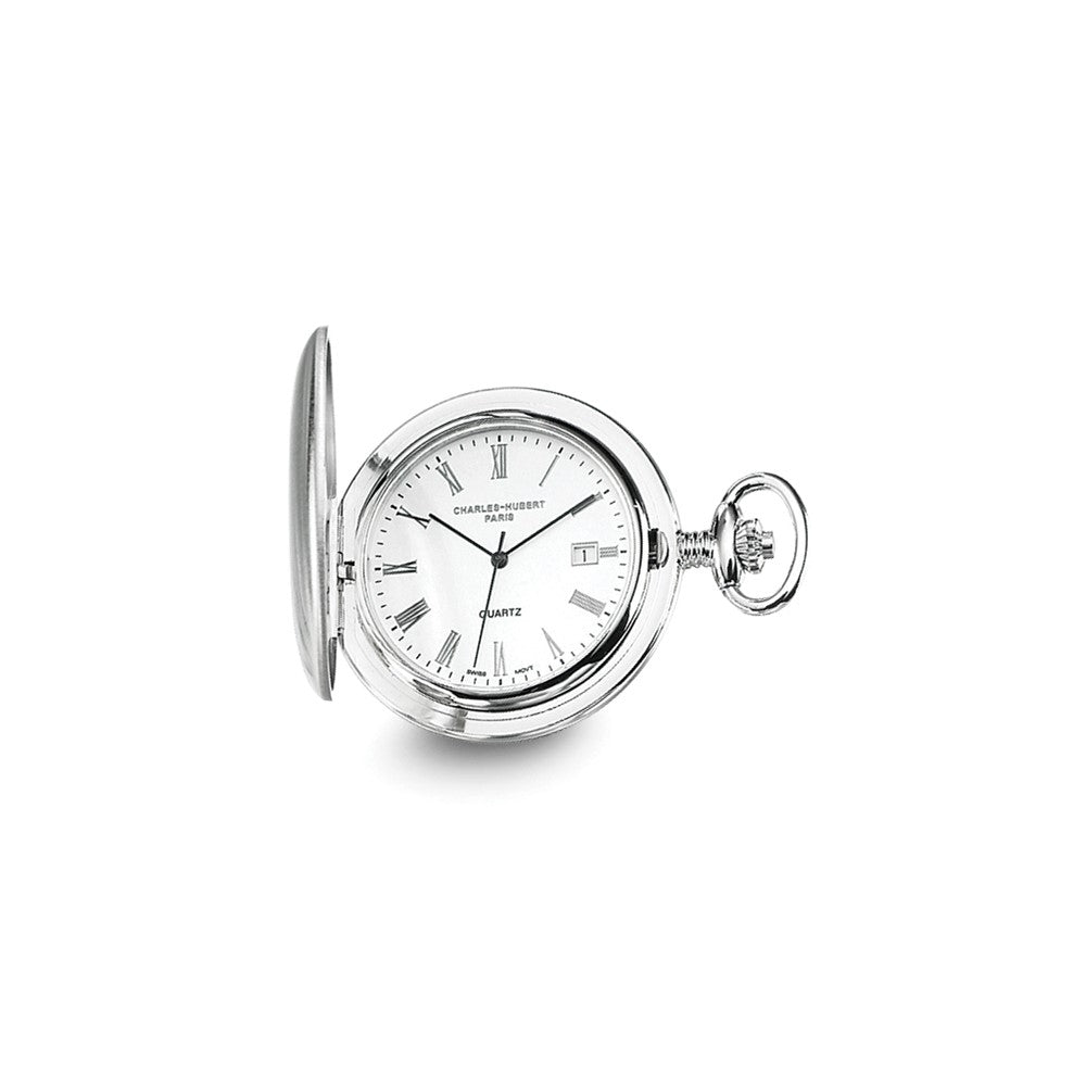 Charles Hubert Stainless Steel Off White Dial Super Slim Pocket Watch