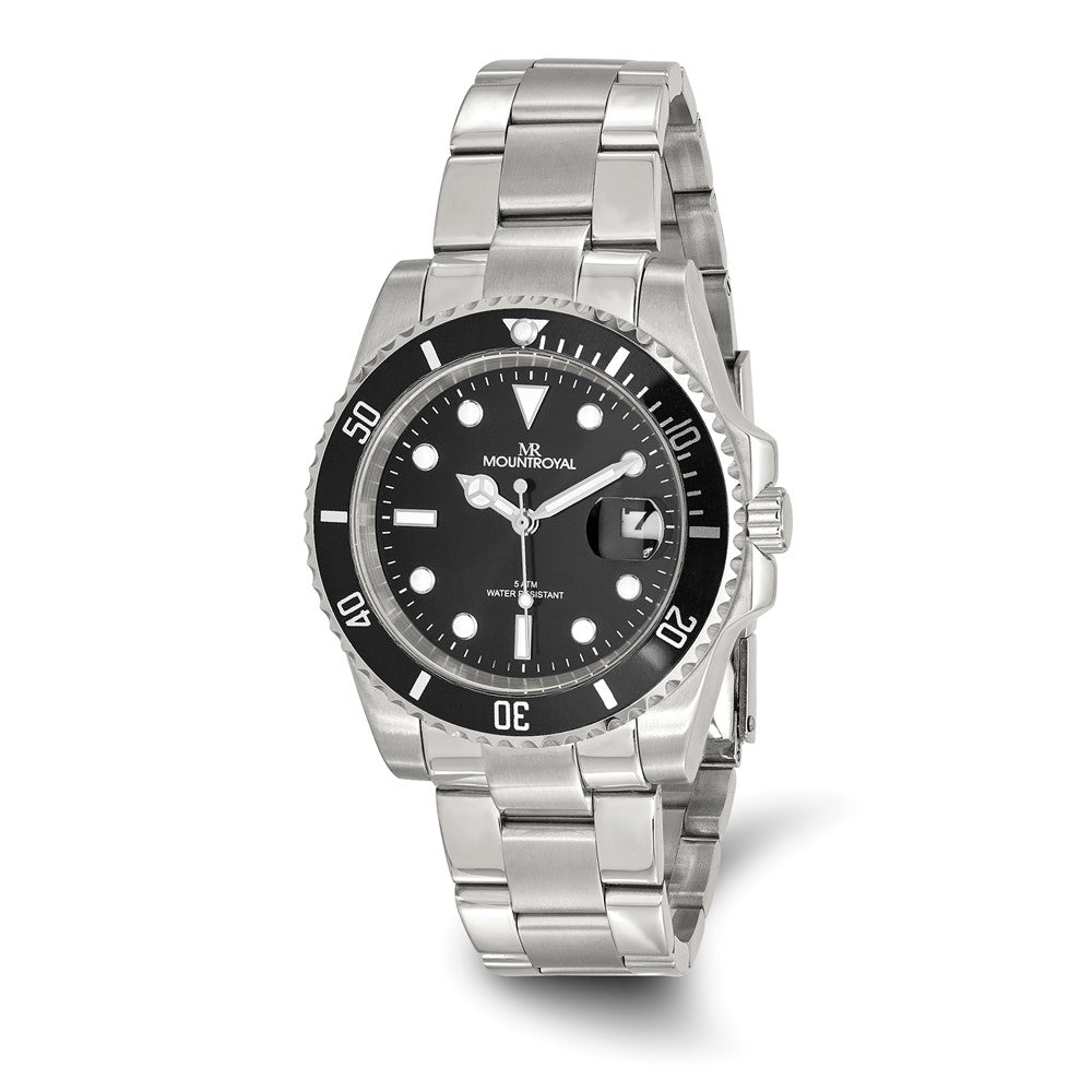 Mens Mountroyal Stainless Steel Black Dial Divers Watch
