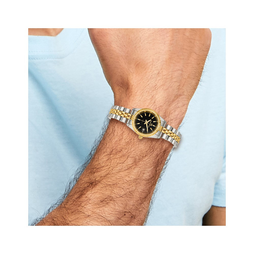 Ladies Mountroyal Two-tone IP-plated Black Dial Watch
