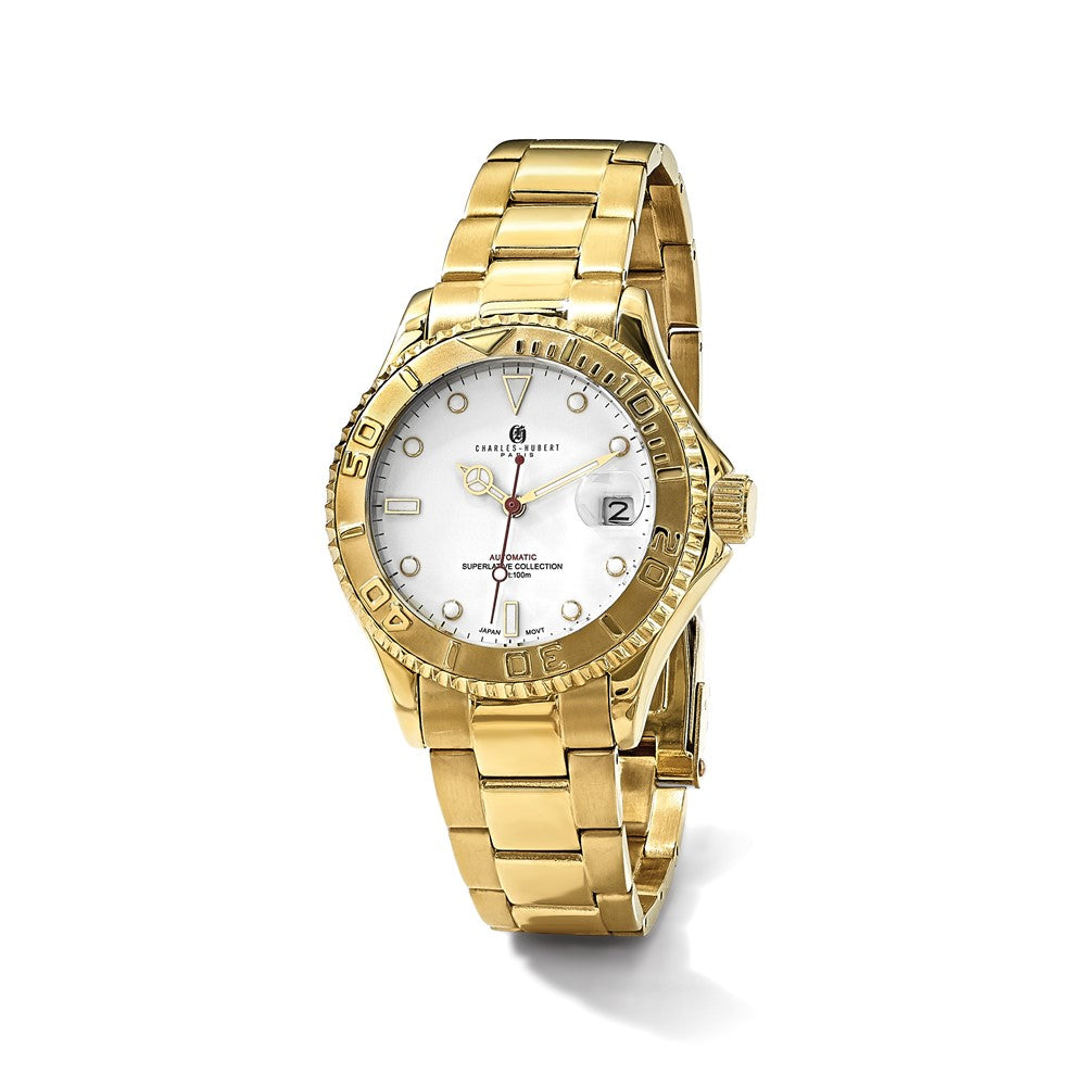 Mens Charles Hubert IP-plated Stainless Steel White Dial Automatic Watch