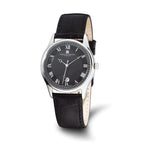 Mens Charles Hubert Stainless Steel Leather Band 37mm Watch