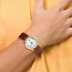 Mens Charles Hubert IP-plated Stainless Steel Leather Band 37mm Watch