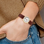 Ladies Charles Hubert IP-plated Stainless Steel Leather Band 29mm Watch