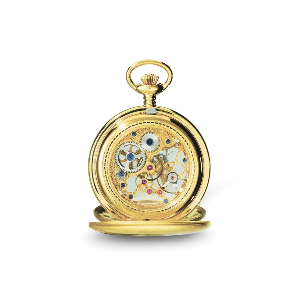 Charles Hubert IP-plated Stainless Steel Double Cover Satin Pocket Watch
