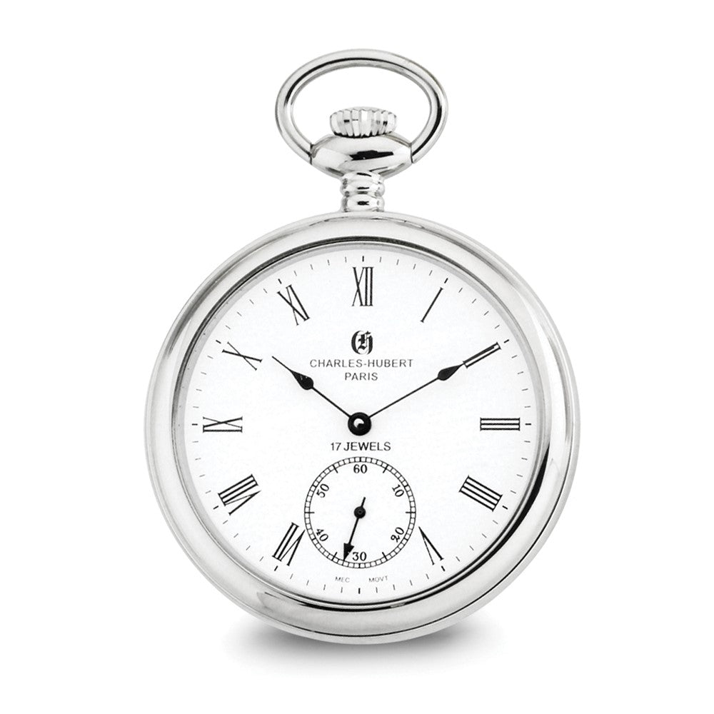Charles Hubert Stainless Steel Open Face Pocket Watch