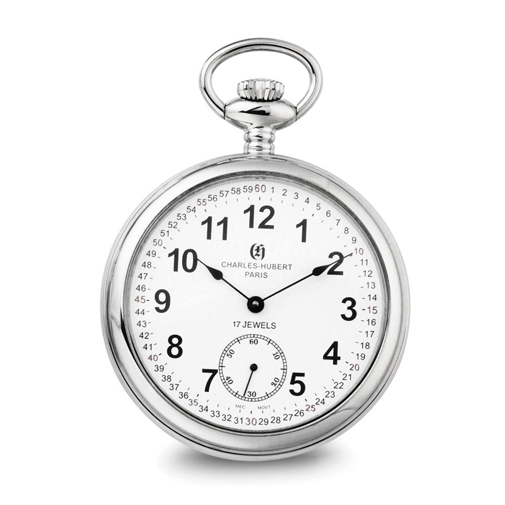 Charles Hubert Stainless Steel Open Face Pocket Watch