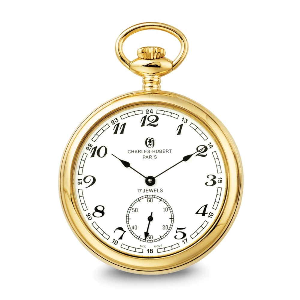 Charles Hubert IP-plated Stainless Open Face Pocket Watch
