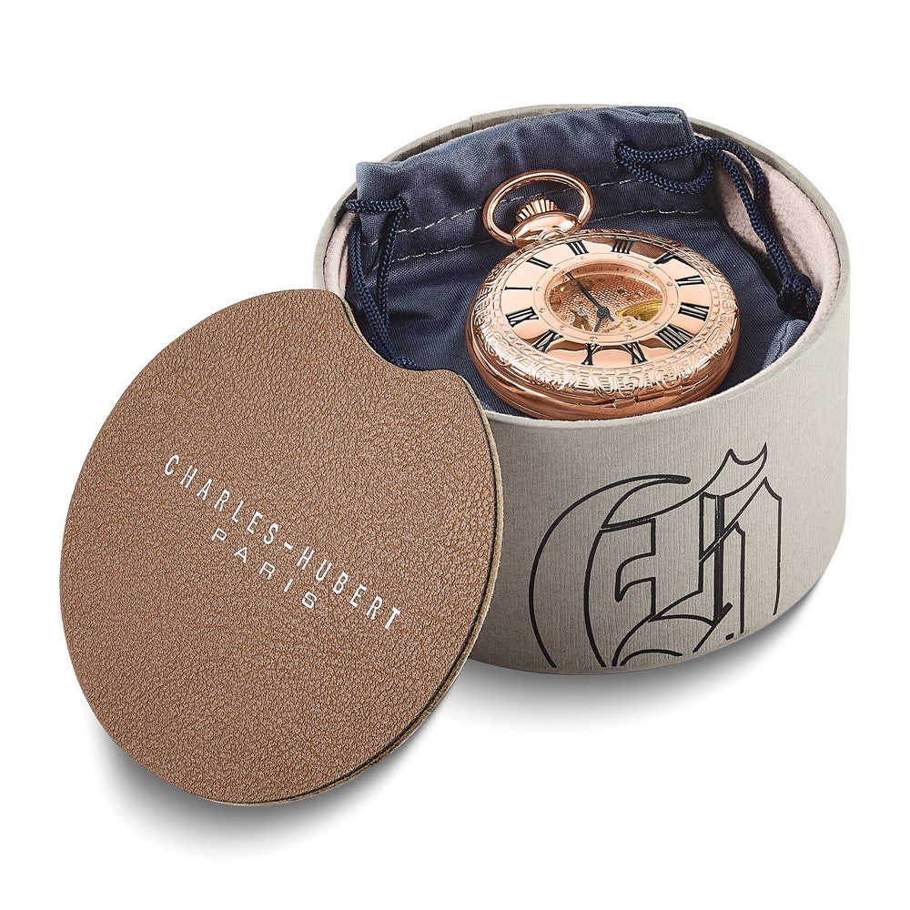 Charles Hubert Rose Gold-finish Brass Window Cover Pocket Watch