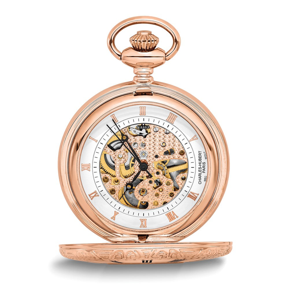 Charles Hubert Rose Gold-finish Brass Window Cover Pocket Watch