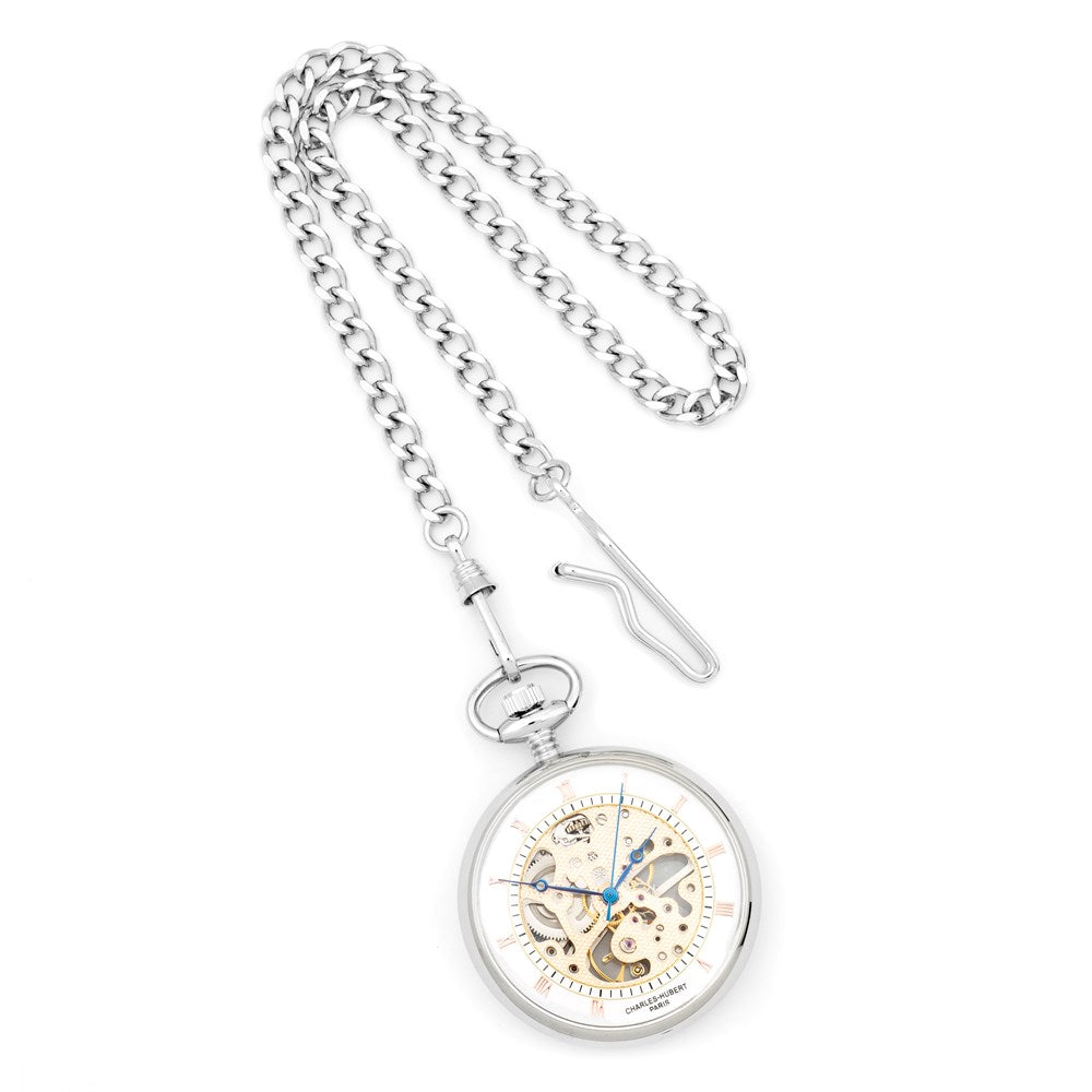 Charles Hubert Chrome-finish Brass Open Face Pocket Watch