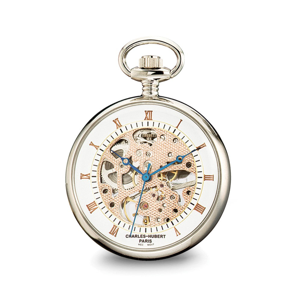 Charles Hubert Chrome-finish Brass Open Face Pocket Watch