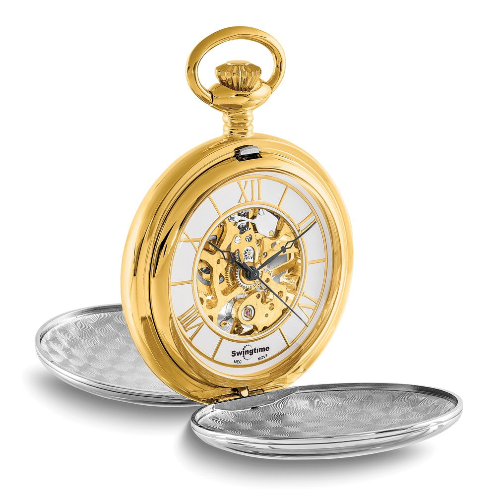Swingtime Two-tone Brass Mechanical Double Cover Pocket Watch
