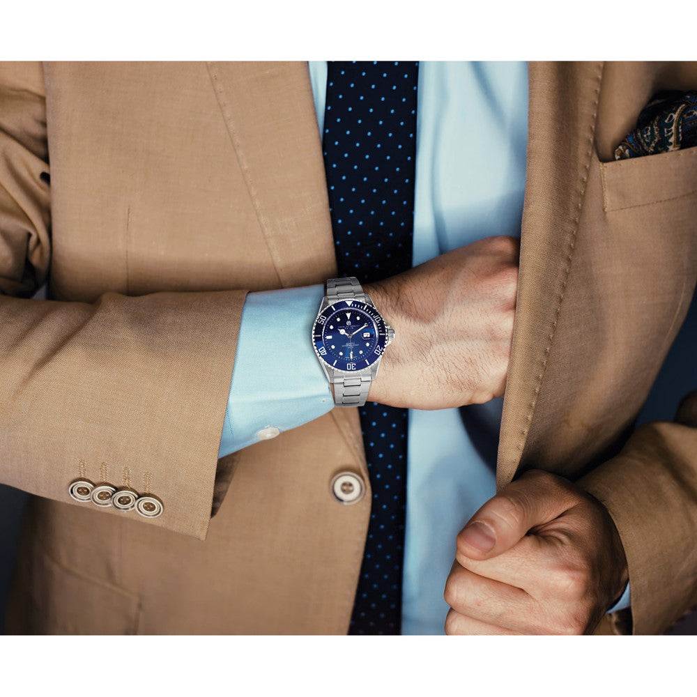 Mens Charles Hubert Stainless Steel Blue Dial Watch