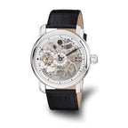 Mens Charles Hubert Leather Band Skeleton Dial Watch