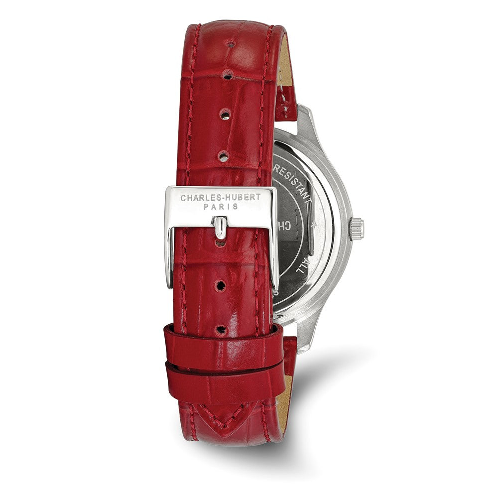 Mens Charles Hubert Leather Band White Dial Watch