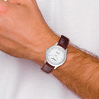 Mens Charles Hubert Leather Band White Dial Watch