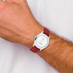 Mens Charles Hubert Leather Band White Dial Watch