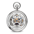 Charles Hubert Stainless Steel Open Face Skeleton Dual Time Pocket Watch