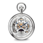 Charles Hubert Stainless Steel Open Face Skeleton Dual Time Pocket Watch