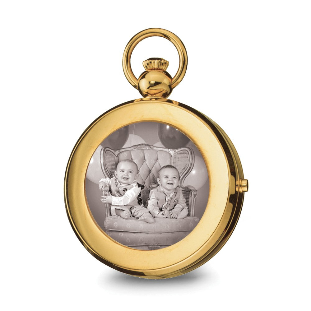 Charles Hubert Gold-finish Brass 2-Photo Insert Pocket Watch