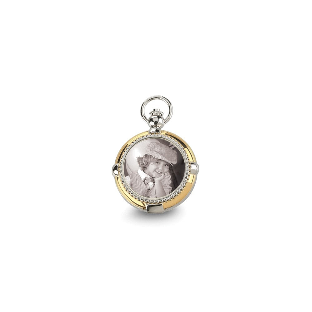 Charles Hubert Gold-finish 2-tone Brass 2-Photo Insert Pocket Watch
