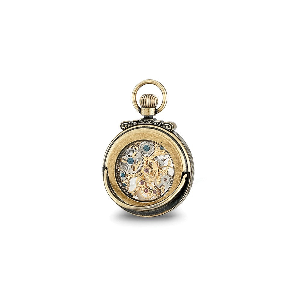 Charles Hubert Antique Gold-finish Brass Skeleton Pocket Watch