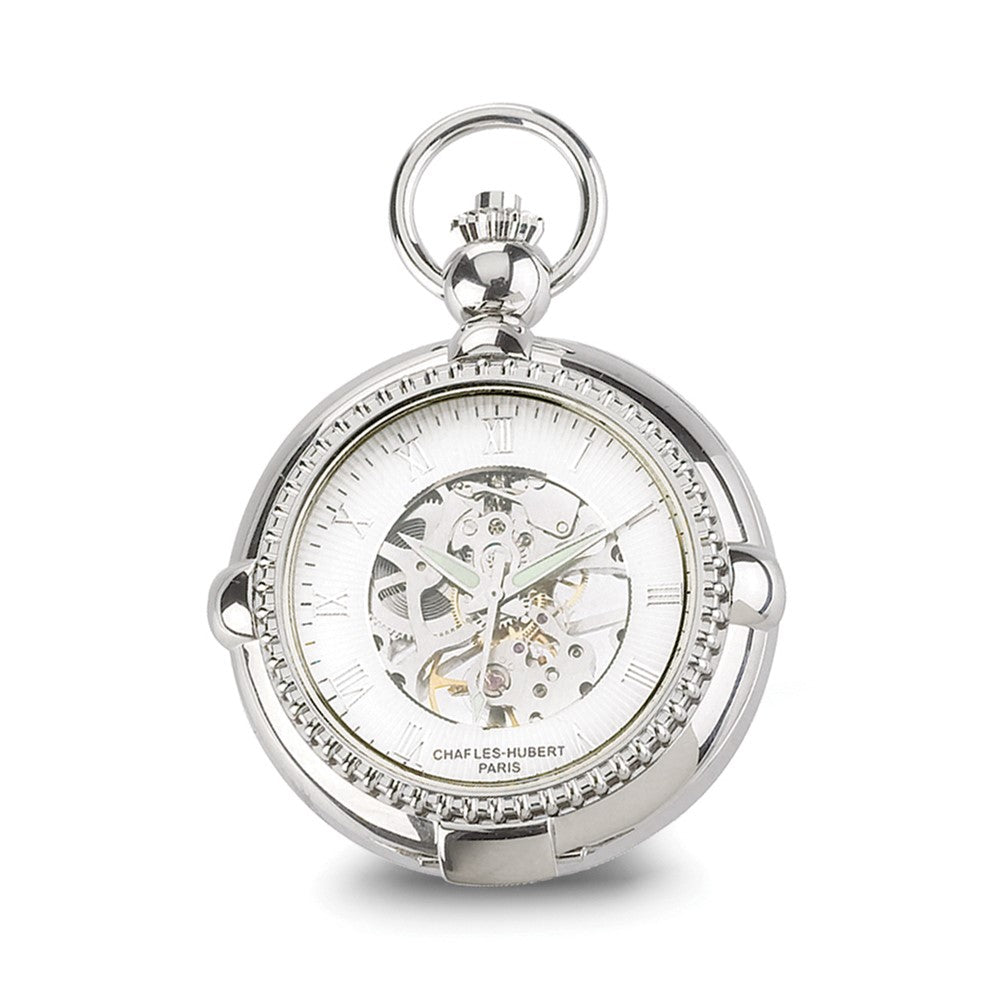 Charles Hubert Chrome-finish Brass 2-Photo Insert Pocket Watch