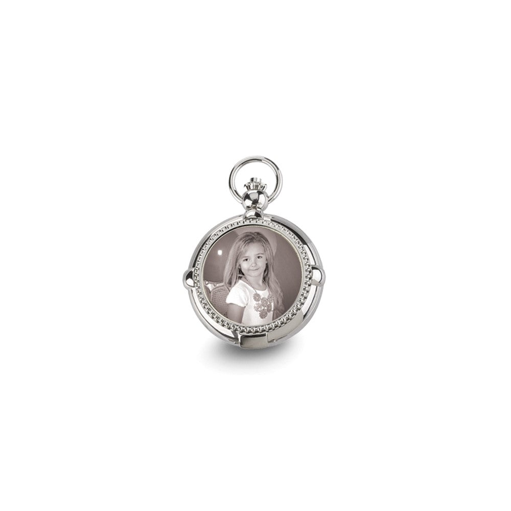 Charles Hubert Chrome-finish Brass 2-Photo Insert Pocket Watch