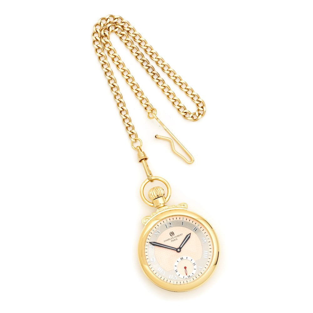 Charles Hubert Gold-finish Champagne Dial Open Face Pocket Watch