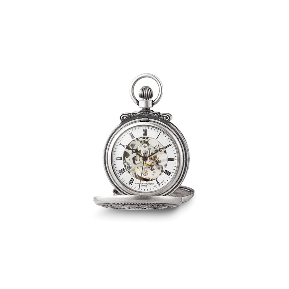 Charles Hubert Antique Chrome-finish Skeleton Pocket Watch