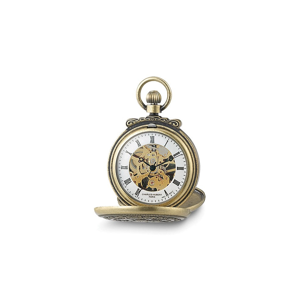 Charles Hubert Antique Gold-finish Skeleton Pocket Watch
