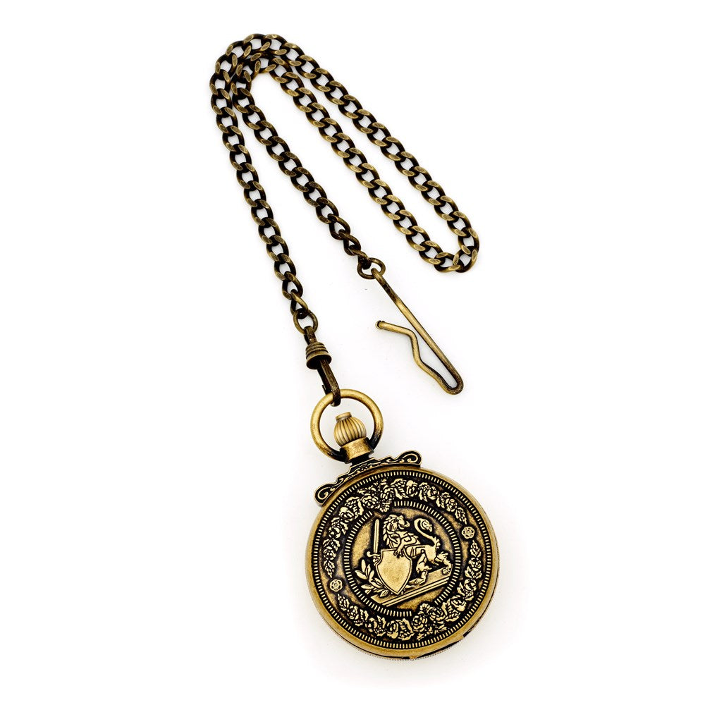 Charles Hubert Antique Gold-finish Lion Crest Pocket Watch