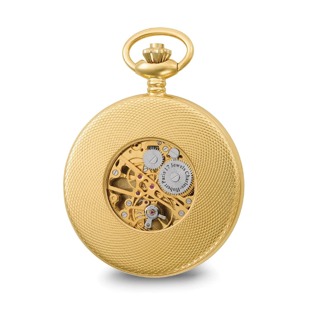 Charles Hubert Gold-finish Brass Skeleton Pocket Watch