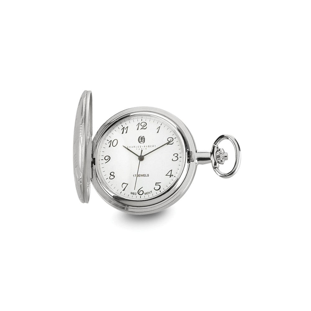 Charles Hubert Chrome-finish Brass Basketweave Pocket Watch