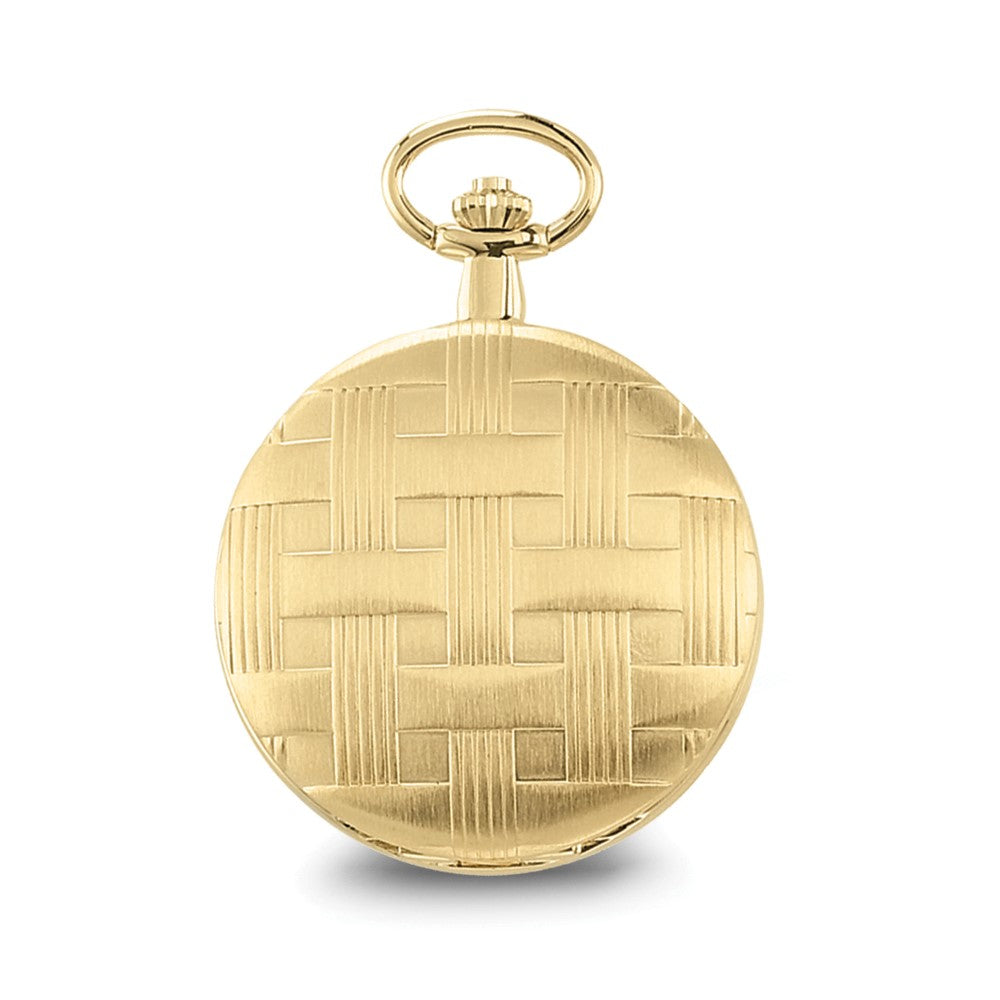 Charles Hubert Gold-finish Brass Basketweave Pocket Watch