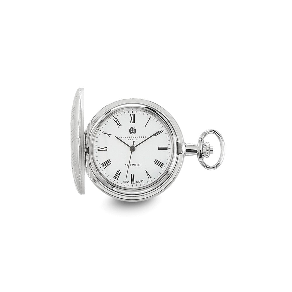 Charles Hubert Chrome-finish Brass Basketweave Pocket Watch