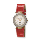 Ladies Jacques du Manoir Red Strap Crystal Accent Watch