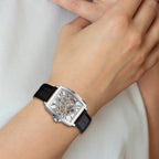 Charles Hubert Black Strap Stainless Steel Skeleton Dial Automatic Watch