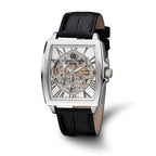 Charles Hubert Black Strap Stainless Steel Skeleton Dial Automatic Watch