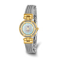 Charles Hubert IP-plated MOP Dial w/Stainless Steel Wire Bangle Watch