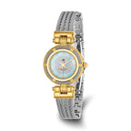 Charles Hubert IP-plated MOP Dial w/Stainless Steel Wire Bangle Watch