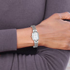 Charles Hubert Stainless Steel Wire Bangle White MOP Dial Watch