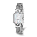 Charles Hubert Stainless Steel Wire Bangle White MOP Dial Watch