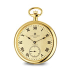 Charles Hubert IP-plated Stainless Steel Open Face Gold Dial Pocket Watch