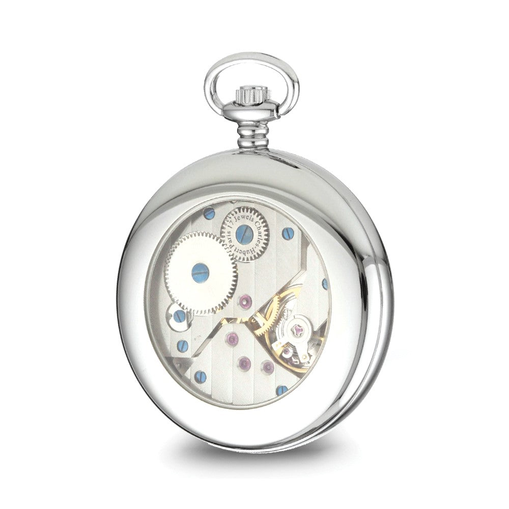 Charles Hubert Stainless Steel Open Face White Dial Pocket Watch