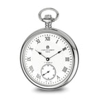 Charles Hubert Stainless Steel Open Face White Dial Pocket Watch
