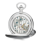 Charles Hubert Stainless Steel White Dial Pocket Watch