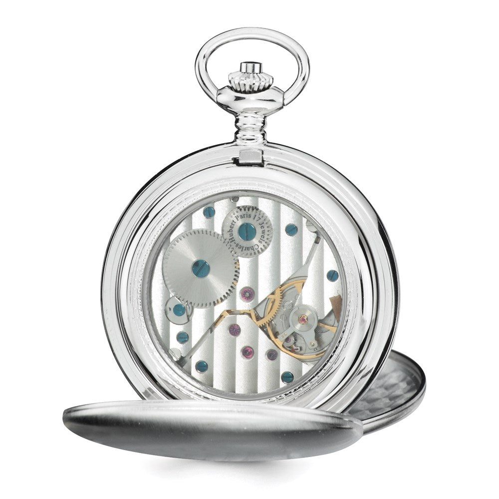 Charles Hubert Stainless Steel White Dial Pocket Watch