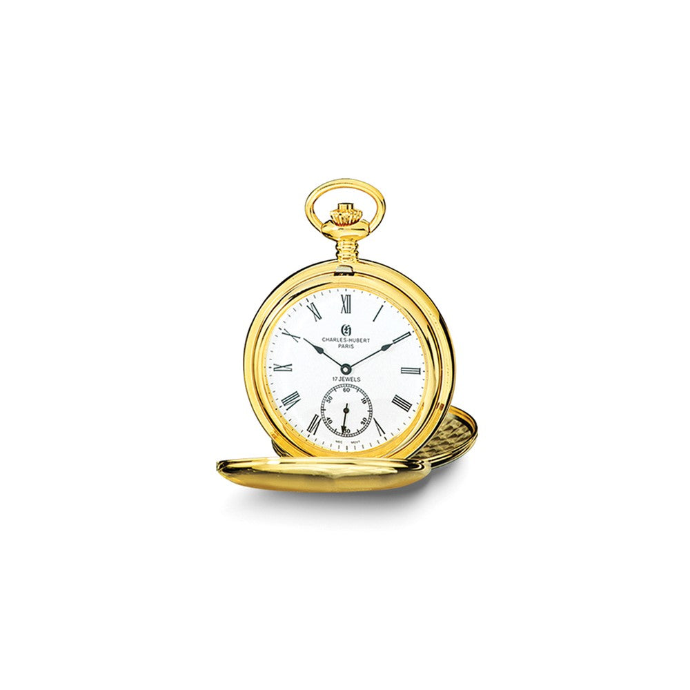 Charles Hubert IP-plated Stainless Steel White Dial Pocket Watch